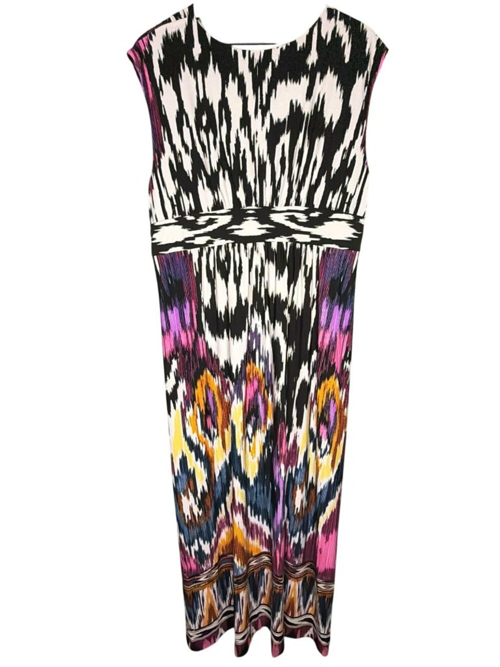 Chico's Women's 3 16/18 XL Geometric V-Neck Sleeveless Empire Waist Maxi Dress S - Picture 2 of 8